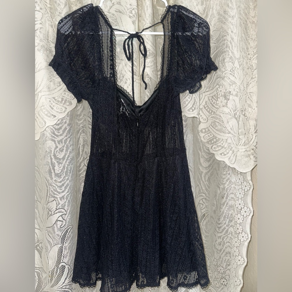 Urban Outfitters Lacy Little Black Baby Doll Dress Size Medium - Picture 4 of 6